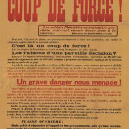 Affiche de la C.G.T. appelant  la mobilisation contre la loi des trois ans, 1913. Archives de Paris, D2U6 185.