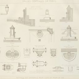 Halles centrales de Paris, dtail des appareils pour l'eau et pour le gaz. Archives de Paris, ATLAS 97.