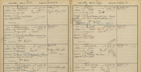 Registre chronologique d’admission des enfants assistés le 3 mai 1923. Archives de Paris, cote D4X4 573.