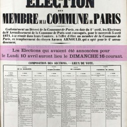 Avis d’élections complémentaires dans le 8e arrondissement, Avril 1871. Archives de Paris, ATLAS 528.