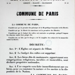 Décret sur la séparation de l’Église et de l’État, 3 avril 1871. Archives de Paris, ATLAS 528.
