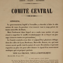 Adresse du comité central sur la réception de délégations de Lyon, Bordeaux, Marseille et Rouen. 23 mars 1871. Archives de Paris, ATLAS 527.