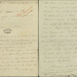 2 lettres de demande de secours adresses au maire du 17e arrondissement par des gardes nationaux, 21 et 28 janvier 1871, VD3 15. 