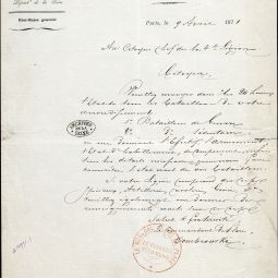 Lettre de Jaroslaw Dombrowski au chef de la 4e lgion de la garde nationale de Paris, 9 avril 1871. Archives de Paris, 4AZ 16, dossier 776.