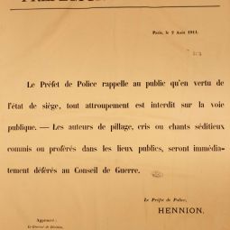 Affiche de la prfecture de Police, 2 aot 1914. ATLAS 525.